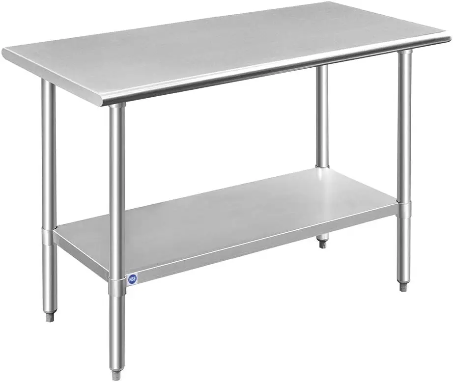 Stainless Steel Table for Prep & Work 24x48 Inches, NSF Metal Commercial Kitchen Heavy Duty Table with Adjustable Under Shelf an