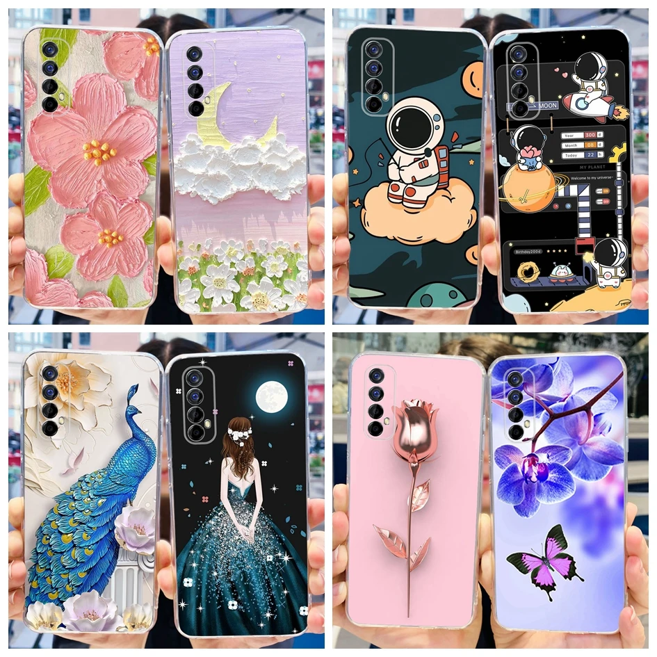 For Realme 7 Pro Case RMX2170 Stylish Flower Cartoon Capa Shockproof Silicone Soft TPU Back Cover For Realme 7 5G Realme7 Fundas