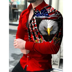 Luxury Eagle Shirts American FLag 3d Printed Shirts Men Fashion Shirt Hawaiian Casual Beach Cardigan Blouse Men's Clothing