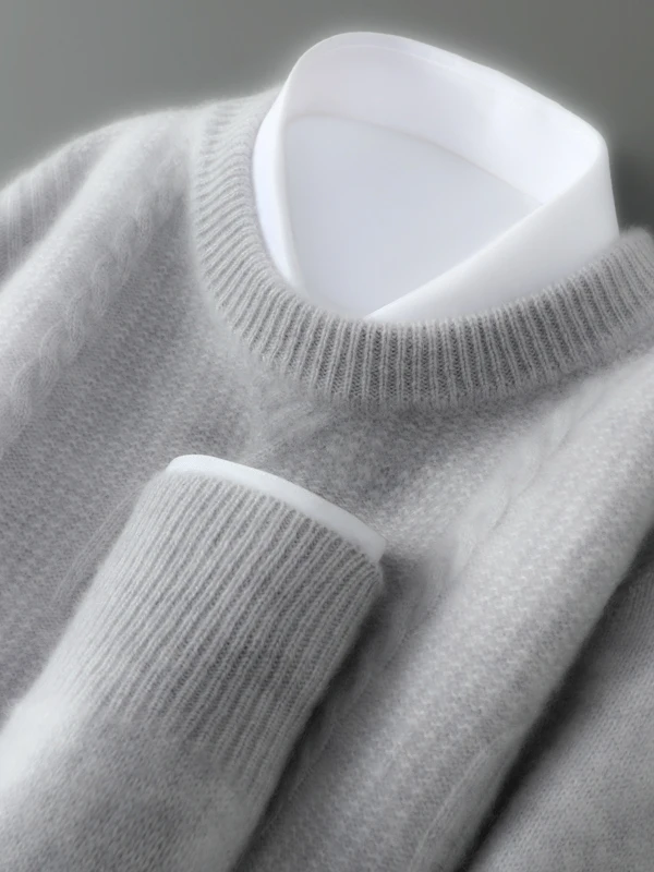 

Thiened Woolen Knitted Sweater Men's round Ne Pullover Warm Top Casual Sle Comfortable Fit Autumn Winter ential