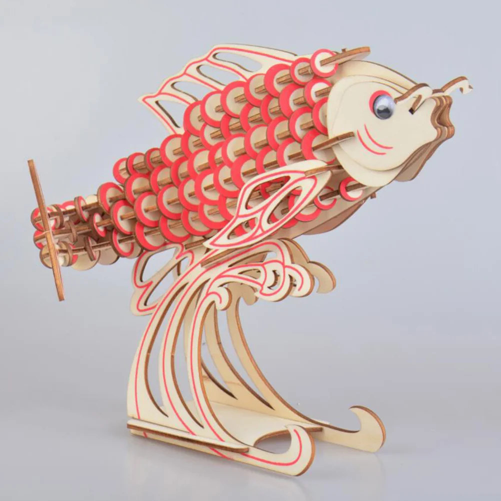 Puzzle poisson carpe en bois, bricolage de construction pour enfants, Kit de casse-tête éducatif, jeu d'apprentissage, cadeau, bricolage pour enfants