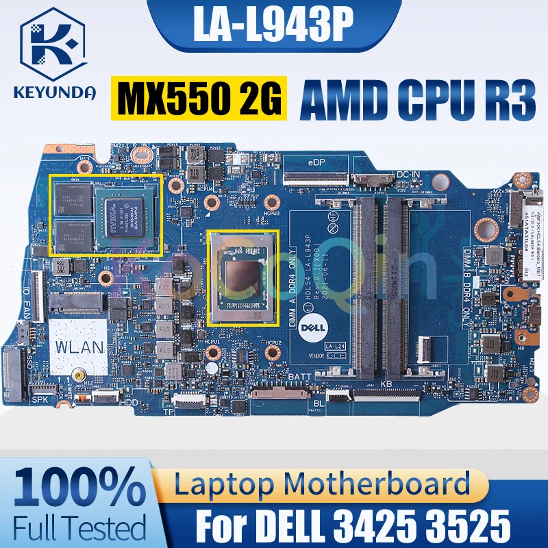 

LA-L943P For Dell 3425 3525 Notebook Mainboard R3-00288 GN18-S5-A1 MX550 2G Laptop Motherboard Full Tested