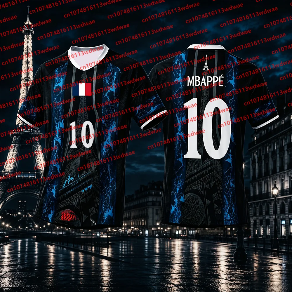 France National Team Footabll Training Uniform Quick-Dry Mbappé 10 Football Tshirt Outdoor Football Tracksuit T-shirt Kid Tee