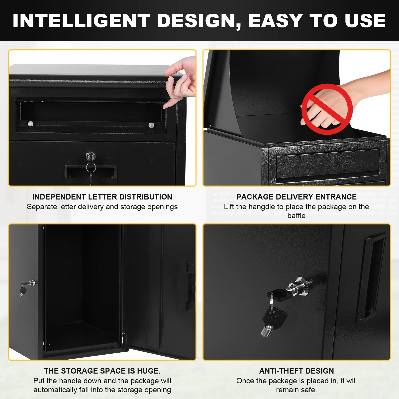 Anti-Theft Parcel Drop Boxes with Lockable Secure Outdoor Package Delivery Waterproof Package Drop Container for Secure Package