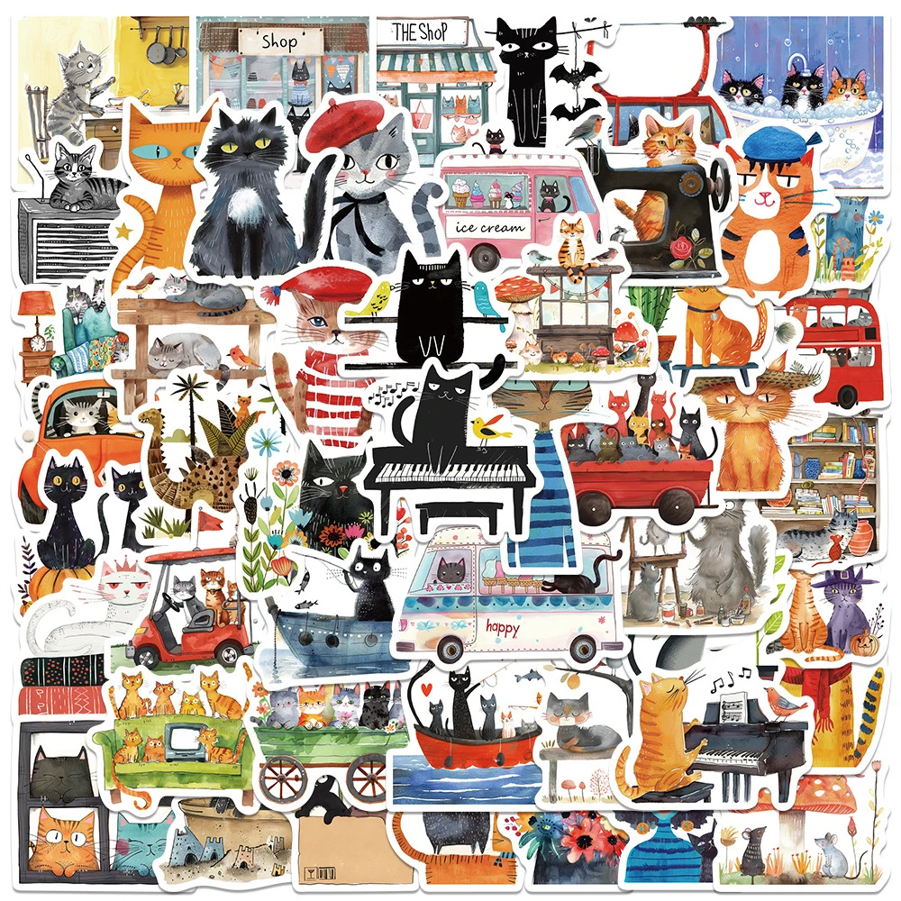 10/30/50 stücke Lustige Kunst Katze Graffiti Aufkleber Cartoon Kreative Aufkleber Wasserdicht DIY Skateboard Telefon Gitarre Laptop Aufkleber Dekor