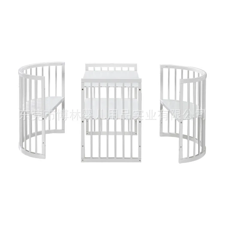 Babyfond wieg massief hout rond multifunctioneel te verbinden bb tweepersoonsbed middenbed