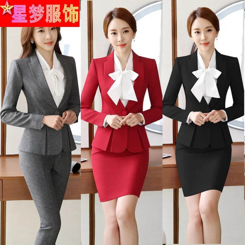 935 Autumn and Winter Long Sleeves Ol Business Women's Clothing Small Suit Overalls Formal Wear Slim-Fitting Iron-Free Professio