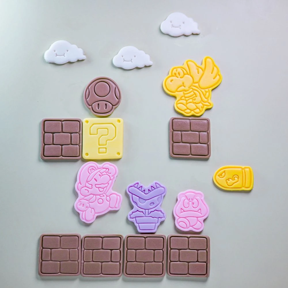 

Super Mario Bros Cookie Cutters Anime 3d Plastic Stamp Pressable Biscuit Mold Cookie Stamp Kitchen Baking Pastry Bakeware Tools