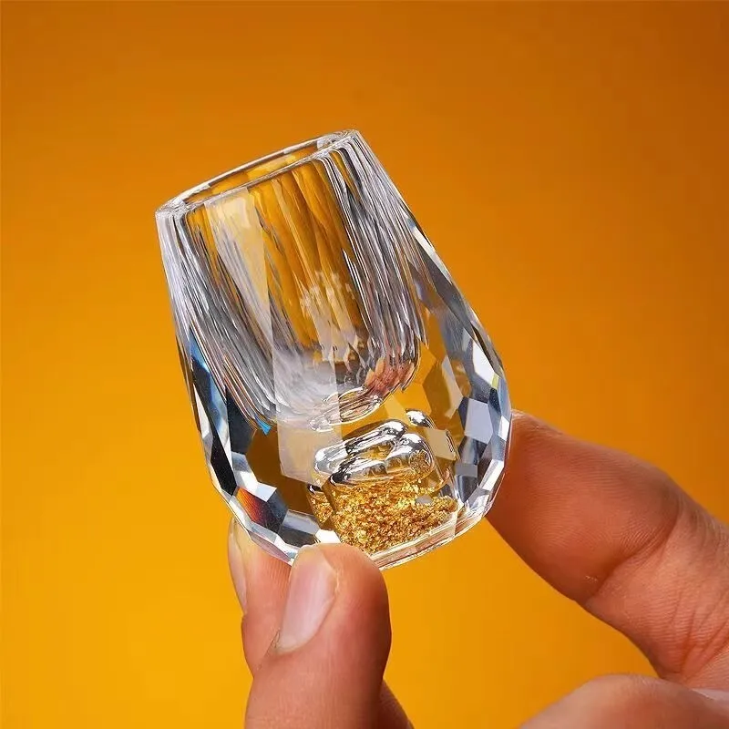 Copo de cristal com corte de diamante, folha de ouro, cacau, licor, vodka, mini copo de vinho, saquê de montanha dourada, dispensador de espírito, decanter