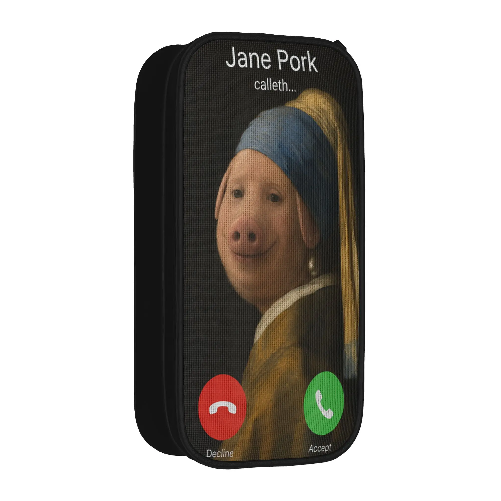 John Pork Girl with a Pearl Earring Vermeer Funny Meme Viral Pencil Case  Portable Pencil Box Child Canvas School Pencil Cases