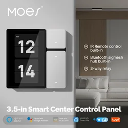 MOES Tuya WiFi 3.5-inch Smart Control Panel Screen 3 Relays 3 Physical Buttons IR Remote Control Bluetooth Sigmesh Hub Built-in