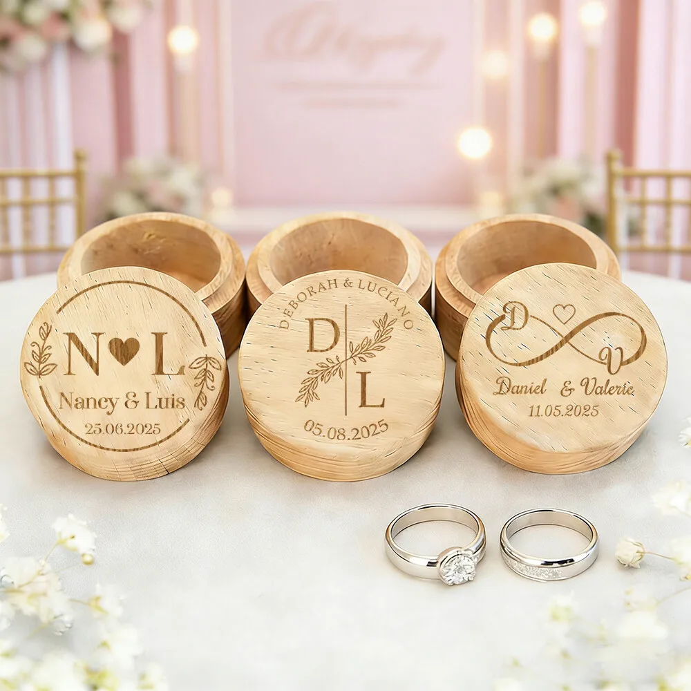 

Personalized Carved Wooden Ring Box Customized Name and Date Proposal Wedding Ring Box Ring Holder Anniversary Gifts for Her