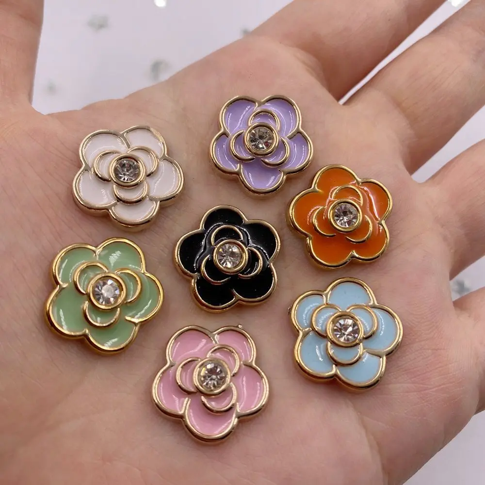 30pcs Resin Colorful Dripping Oil Flower Flatback Rhinestone Buttons Appliques Wedding DIY Scrapbook Ornament Crafts Accessories