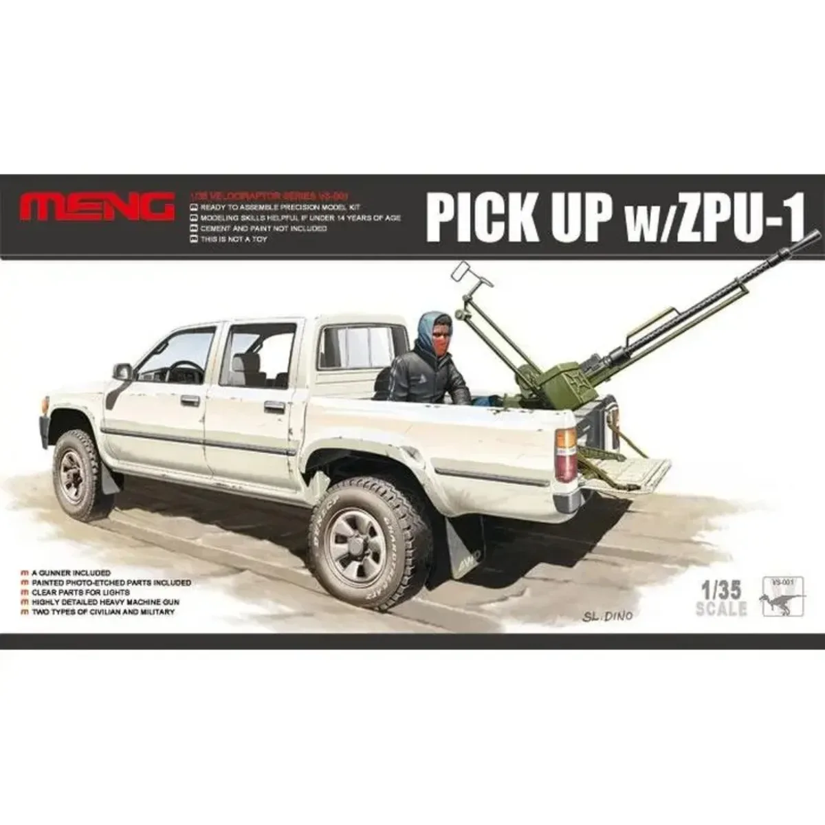 

Модель Meng VS-001 1/35 пикап с Zpu-1-комплект масштабной модели, изготовленная на заказ, Коллекционная детская игрушка, подарок на день рождения