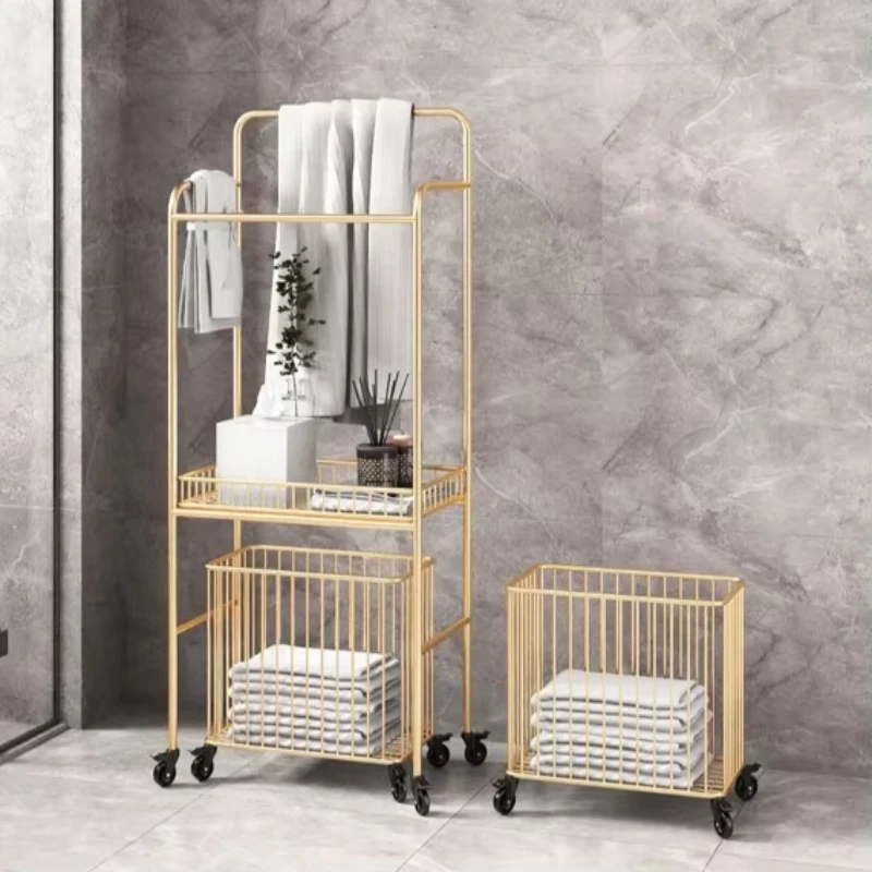 

Floor-mounted wheeled storage rack, waterproof design, suitable for bathrooms and hotel toilets