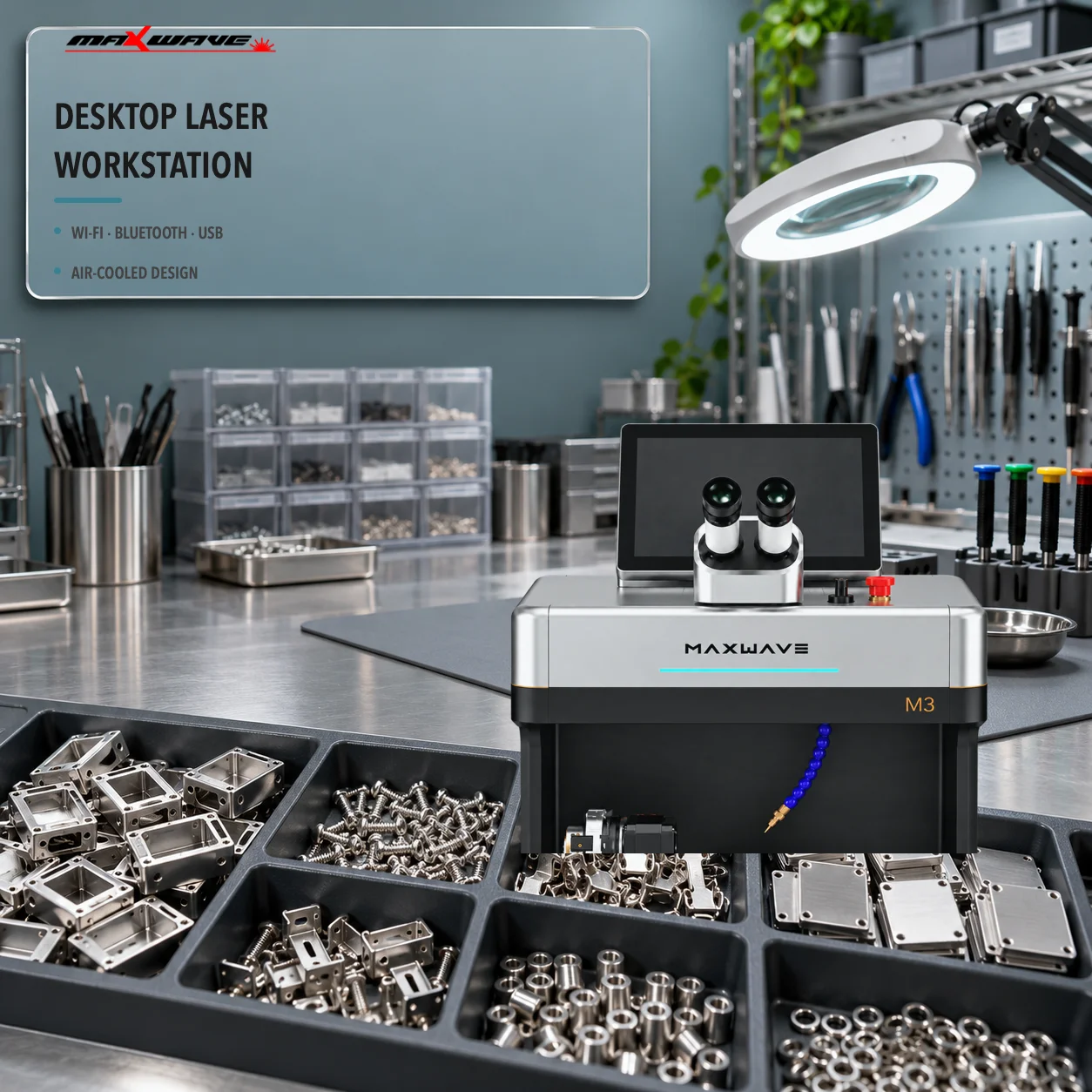 MAXWAVE M3 Compact Jewelry Laser Workstation with 1280P 10 Inch Capacitive Touchscreen