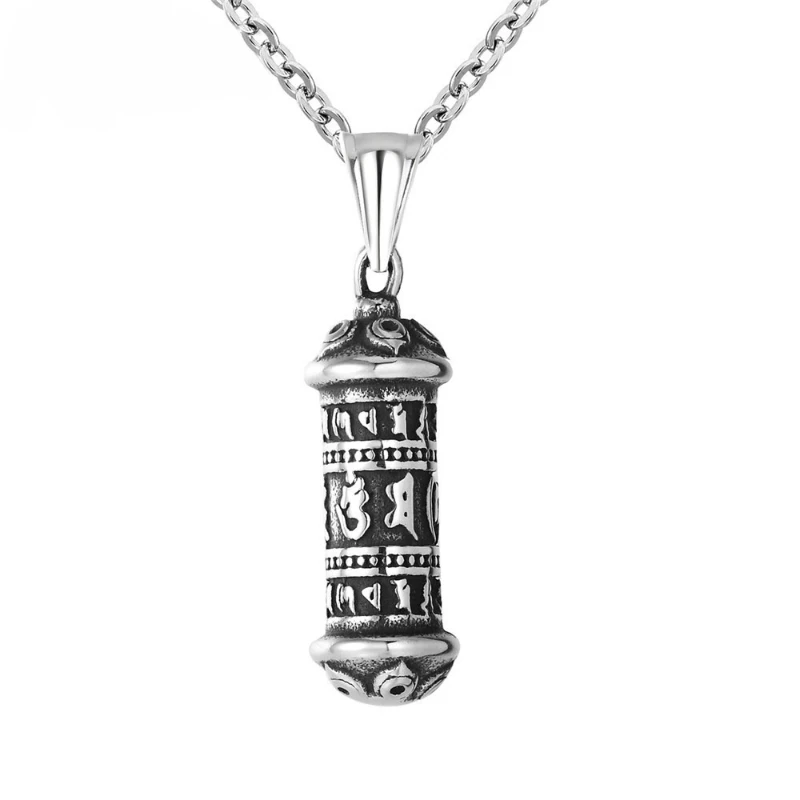 

Vintage Men's Amulet Necklace New Stainless Steel Jewelry Accessories Personality Retro Scripture Pendant Necklaces Gift for Men