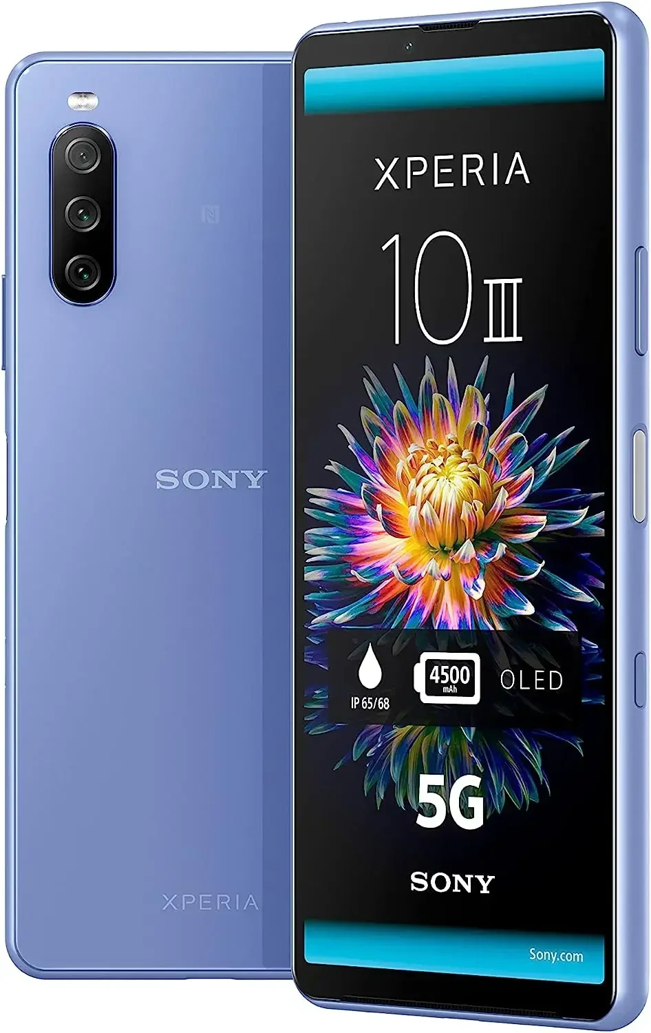 هاتف Sony Xperia 10 III 5G غير مقفول، شاشة OLED مقاس 6.0 بوصة، وذاكرة وصول عشوائي 6 جيجابايت وذاكرة وصول عشوائي 128 جيجابايت، وبطارية طويلة، وذاكرة قراءة فقط NFC العالمية