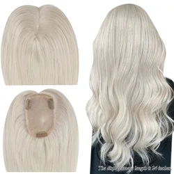 Ugeat Hair Topper Natural Human Hair Blonde Mono Base 3*5inch Women Toupee Invisible Free Part Hair Toppers Hair Extension