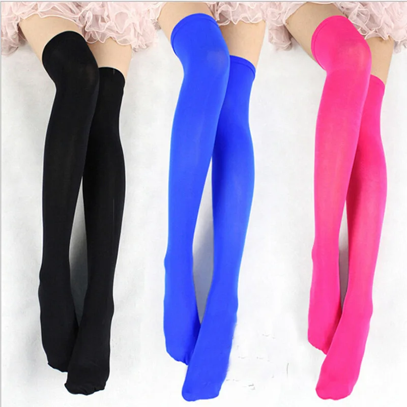 18 colors Women\'s Nylon Thigh High Schoolgirl Opaque Stockings Halloween Cosplay Costume Party Accessory drop shipping