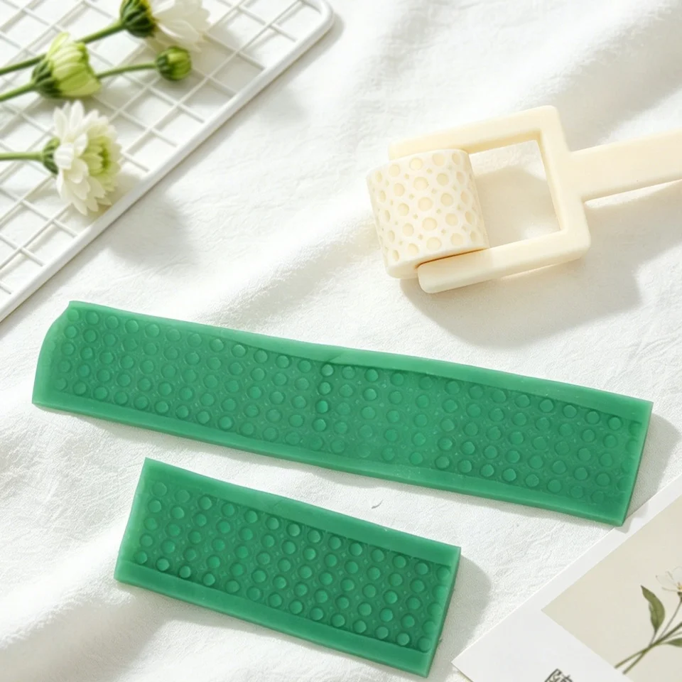 Mini Handheld Silicone Embossing Roller Dot Hexagon Floral Lace Geometric Pattern Texture Roller Epoxy Resin Earring Jewelry DIY - view 2