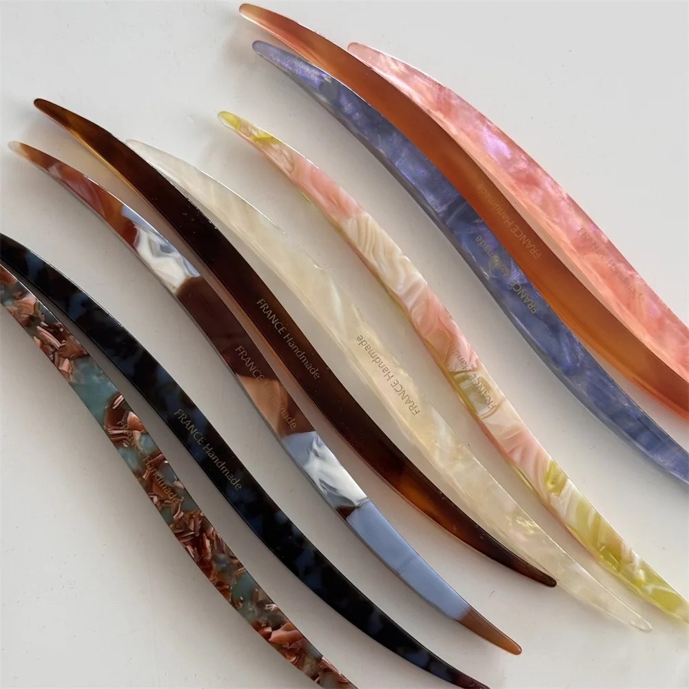 French Retro 18CM Long Willow Leaves Shape Coarse Senior Sense Acetic Acid Hairpin Hair Accessories For Woman Girls
