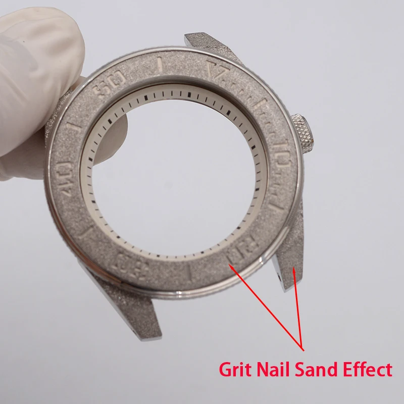 Watch Case Grit Nail Sand Effect With Sapphire Glass Fit NH34 7s26 4R35 4R36 NH35 NH36 For King Samurai Series