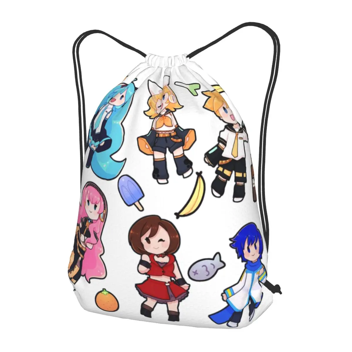 

Vocaloid Chibi Chaos! Miku Backpacks Multi-function Drawstring Bundle Pocket Sports Bag Book Bags for Man Woman Students