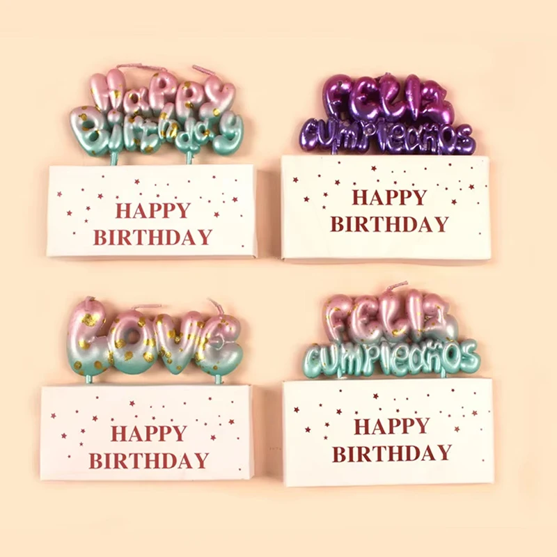 Gradient Happy Birthday Candle - Cake Decoration Accessories, Happy Birthday Letter Candle, Alphabet Candle Cake Toppers Candle