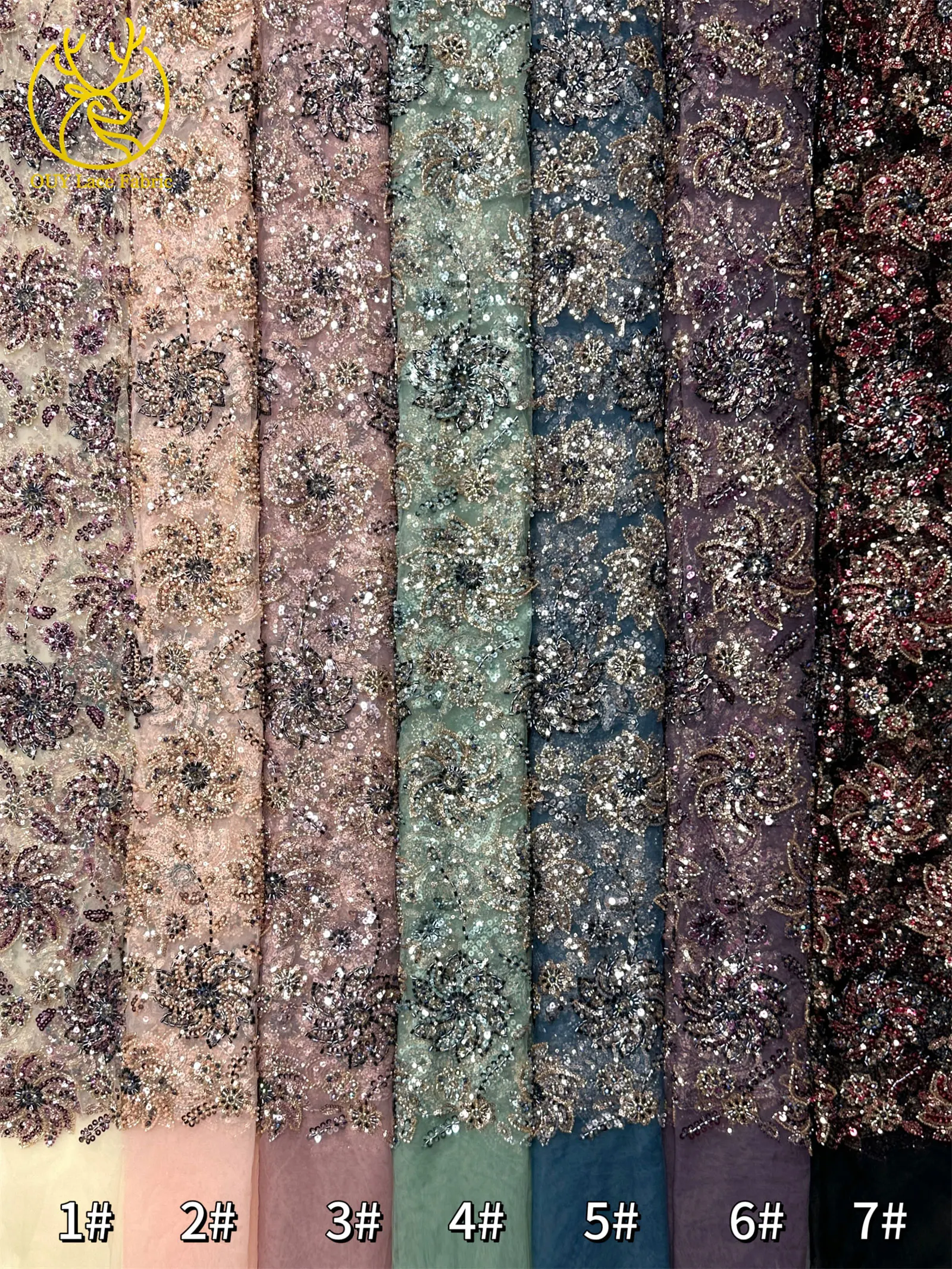 Afrikanischer Bräutigam-Perlen-Spitzenstoff 2026, hochwertiger französischer nigerianischer Pailletten-Spitzenstoff für Braut, Hochzeitskleid, Nähen, 5 Yards – Detail 22