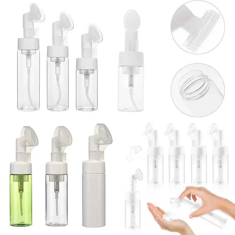 

20pcs 100ml-250ml Empty Clear Soap Foaming Bottles with Silicone Foam Massage Brush Bathroom Travel Lotion Refillable Container