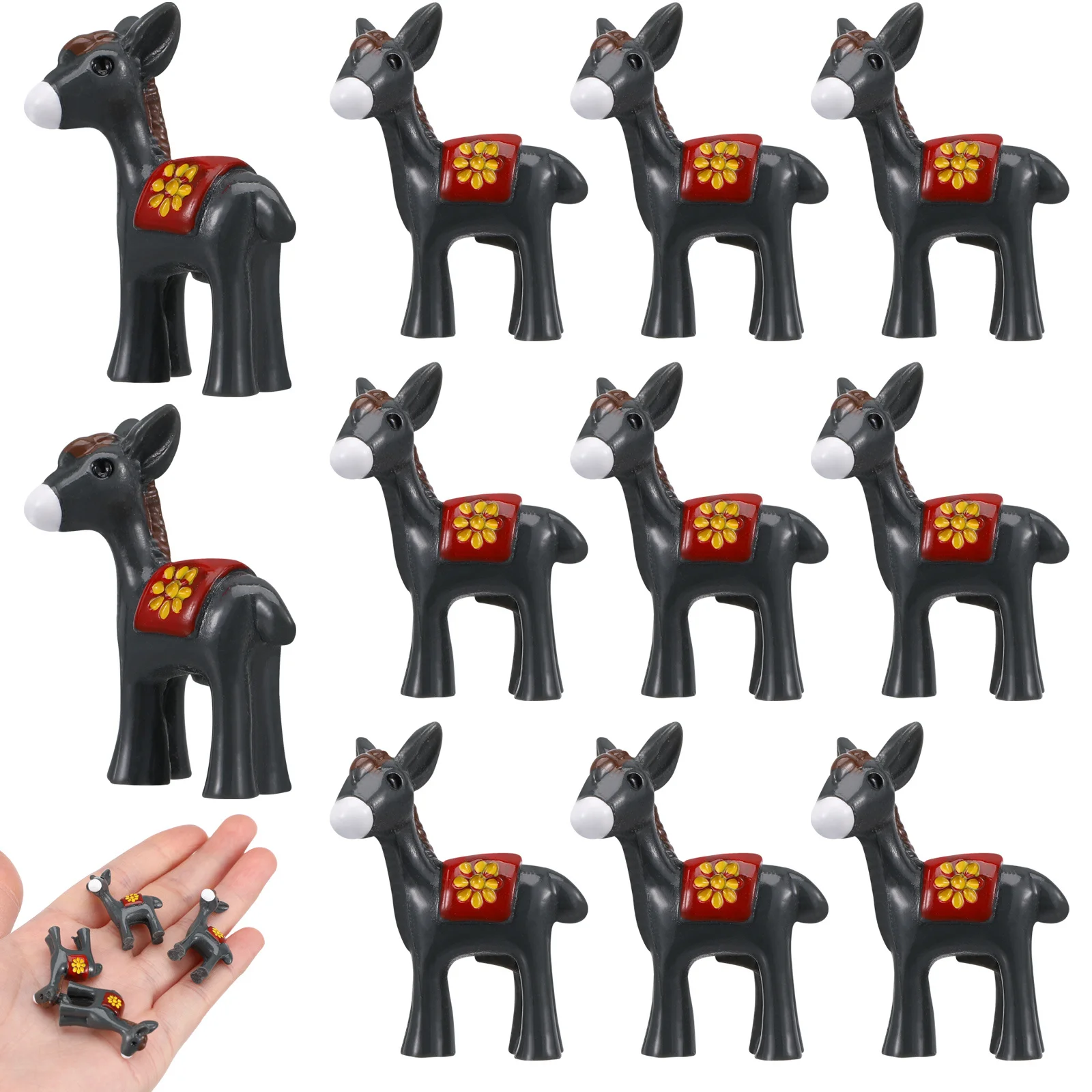 

20pcs Mini Donkey Statues Resin Cartoon Adorable Lawn Garden Decor Micro L Figurines Tiny Animal