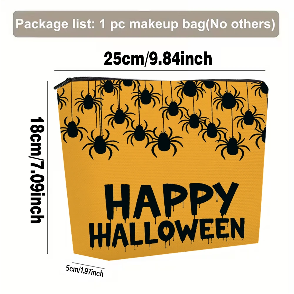 Spiders Hanging Happy Halloween Makeup Bags for Girls Cosmetic Pouch Toiletry Bag Pencil Case Travel Storage