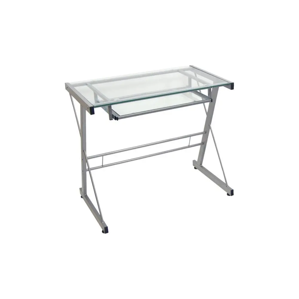 

31" Modern Glass Computer Desk - Silver