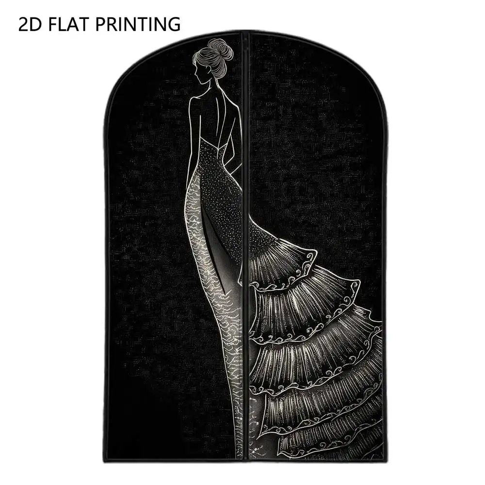 1pc evening gown sketch Compressed Dust Cover Clothes Compression Hanging Storage Bag Household Wardrobe Organizer