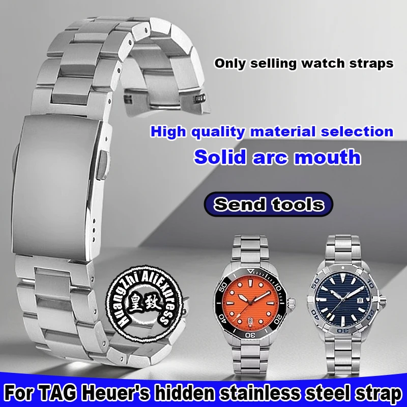 Cinturino per orologio curvo solido da 20,5 mm 21 mm per TAG Heuer Aquaracer WAY211 Racing 300F1 Orologio da uomo cinturino in acciaio inossidabile 41 43 mm