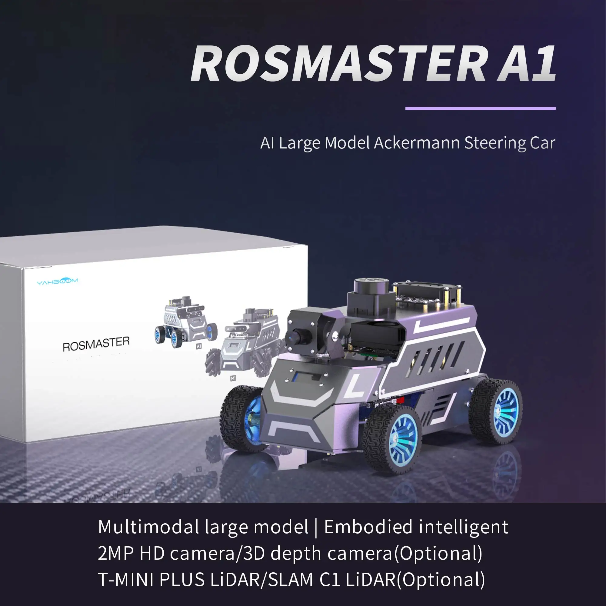 

Yahboom ROSMASTER A1: AI Large Model ROS2 Robot with Ackerman Steering & SLAM Navigation