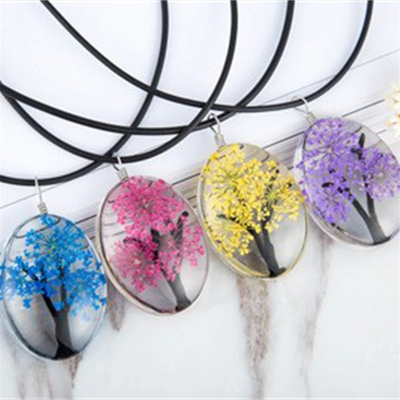 Dry Flower Pendant Necklaces Transparent Glass Life Tree Necklace Jewelry For Women Lucky Accessories 2026 Fashion Handmade Gift