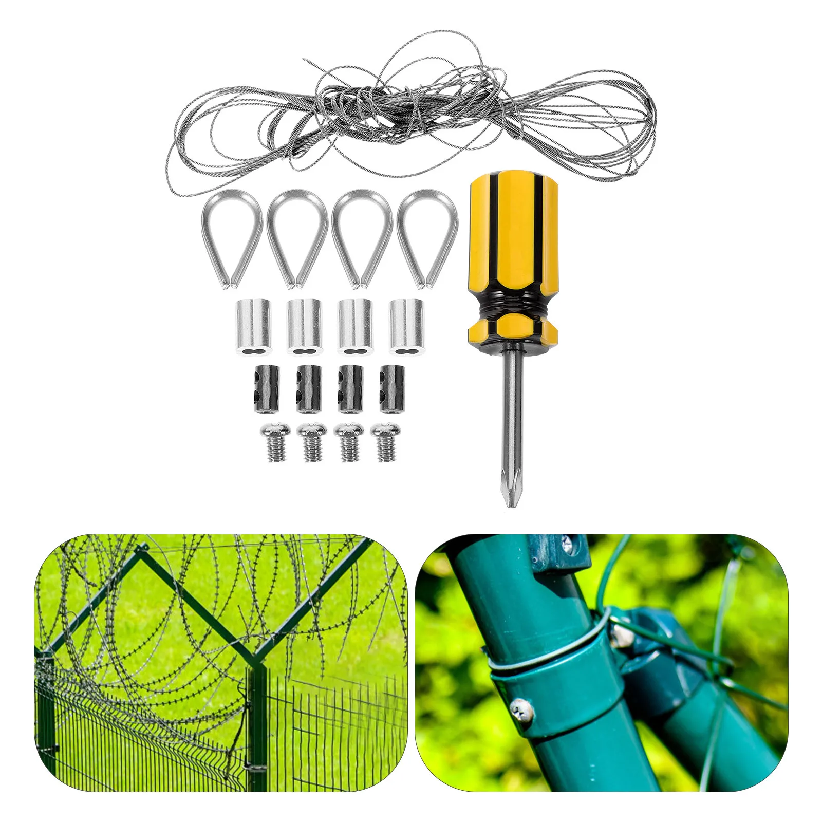 

1Set Stainless Steel Cable Railing Kit Wire Rope Thimble Rigging Hanging System Garden Outdoor Wire Cable Kit Deck Fence