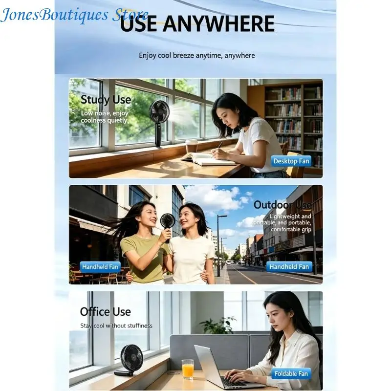 

Portable Handheld Fan 3 Speed Adjustable Fan 10000mAh Rechargeable Dust Blower W8KE