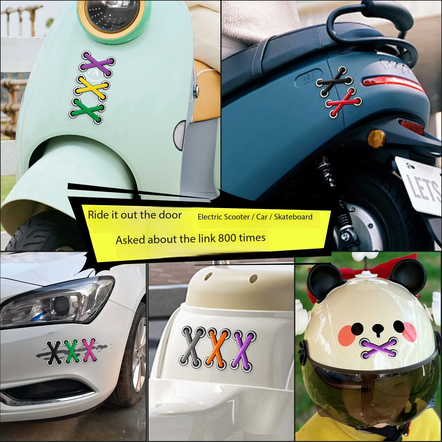 Cars, electric bikes, motorcycles, 3D personalized creative simulation shoelaces, patches, straps, stickers, scratch covers