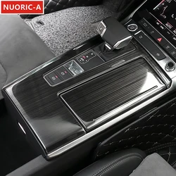 Stainless Steel Center Console Gear Shift Panel Decoration Cover Trim For Audi A6 C8 2019-2022 LHD Car Styling Interior