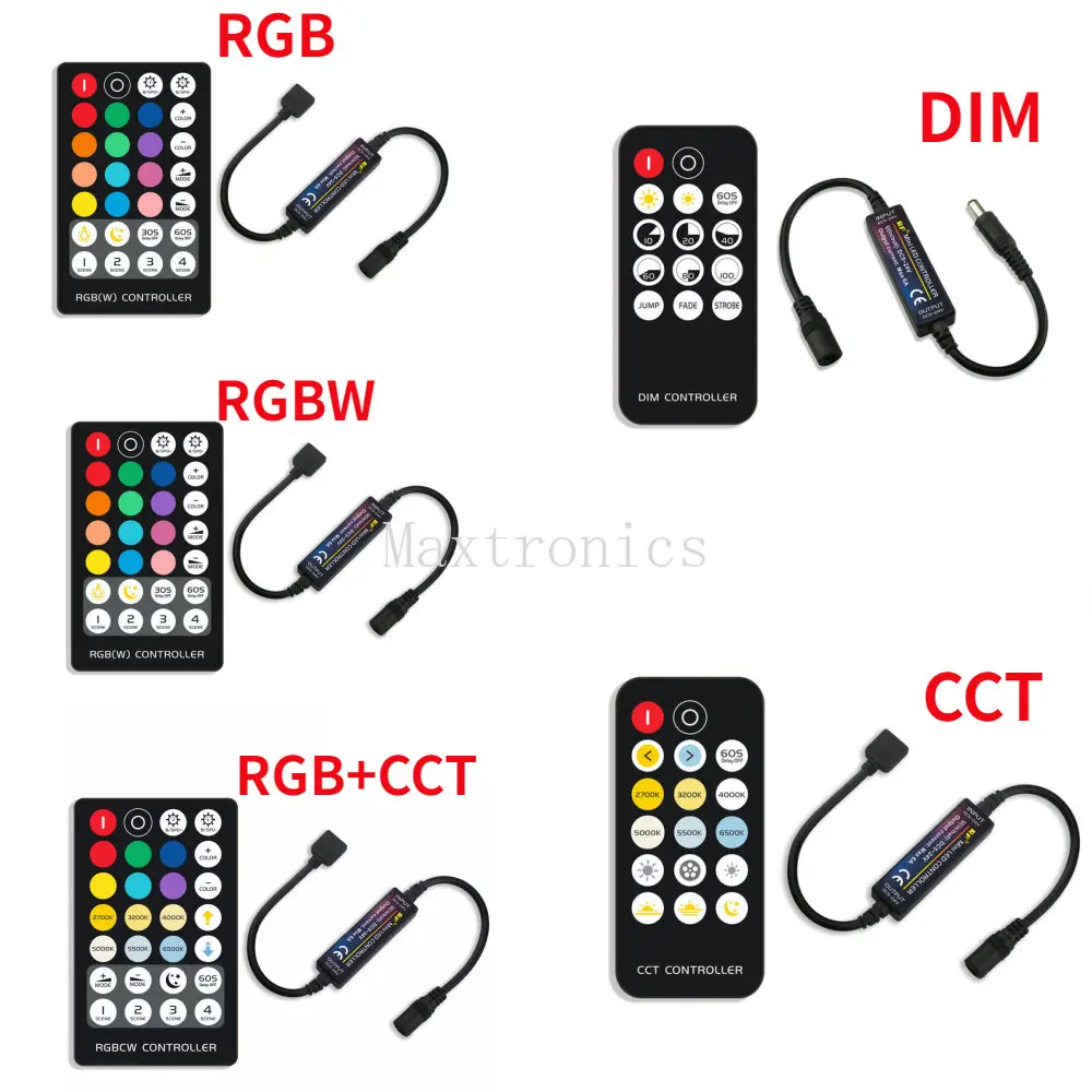 Mine LED Strip Light Controller RF Wireless Remote 14/17/21/28Key For Single Color/CCT/RGB/RGBW/RGB+CCT Led Lamp 5V 12V 24V DC
