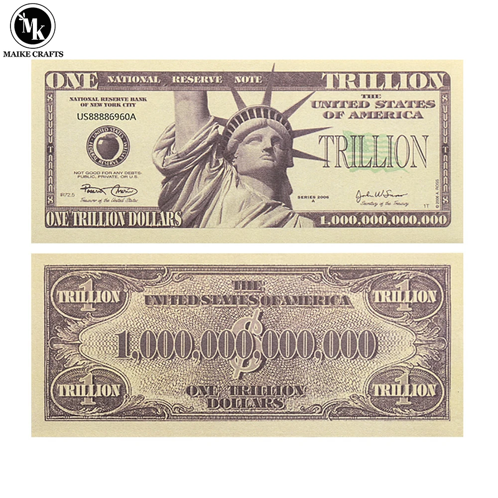 US Statue of Liberty Banknote One Trillion Dollars Paper Money with UV and Serial Number Commemorative Collection Holiday Gift