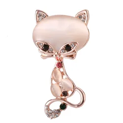 Cute Opal Kitten Cat Brooch Women's Clothing Pins Dress Buckle Trendy Accessories Sexy Cat Animal Brooch Wedding Party Jewelry