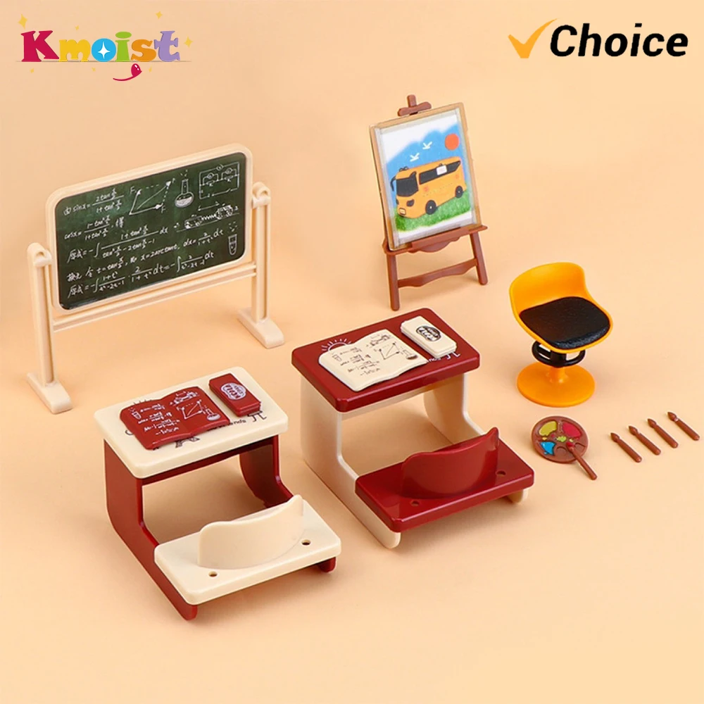 Koala Diary Pretend Play Classroom Accessories Blackboard Children House Play Toy Dollhouse Miniature Furniture Toy for Kid Gift