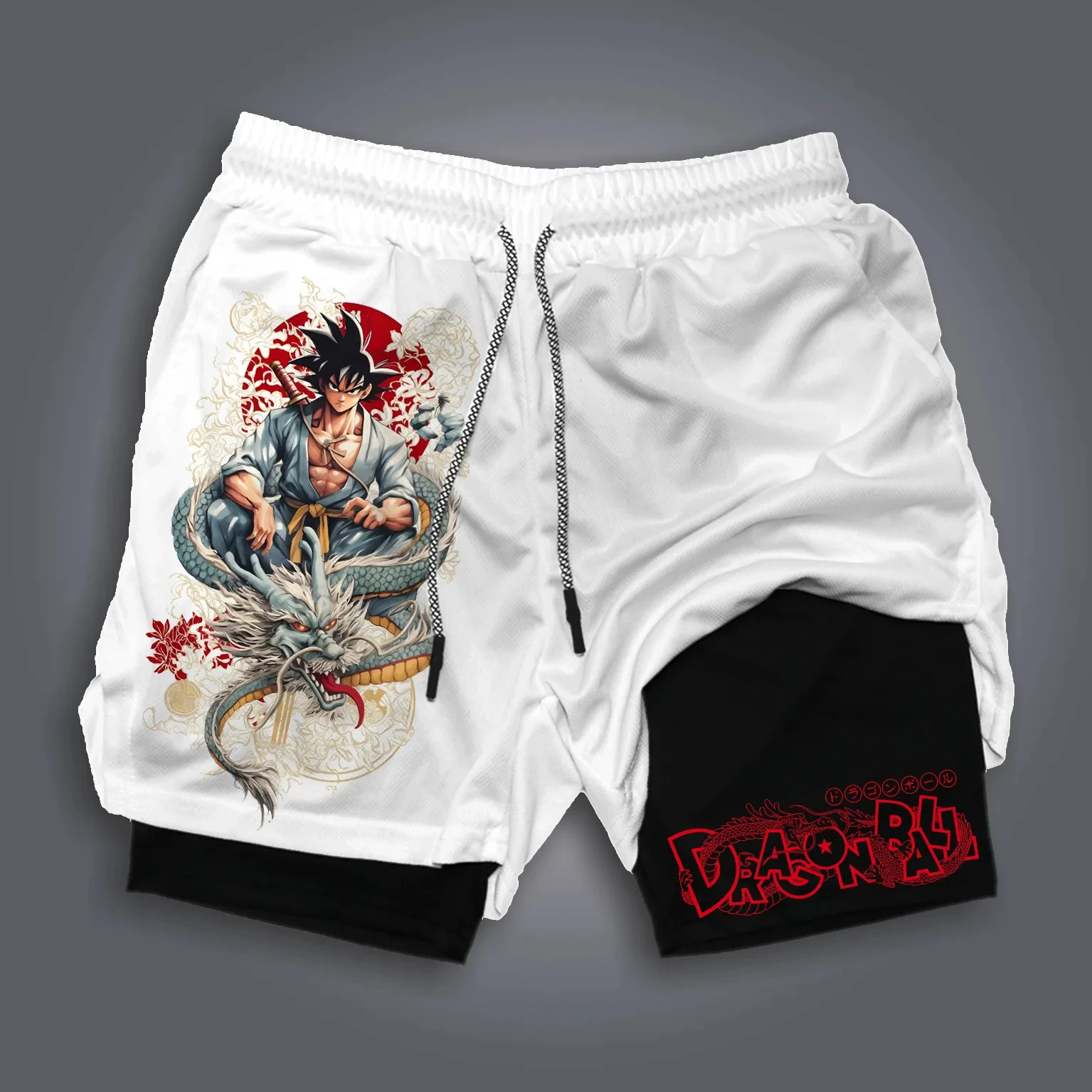 Dragon Ball Perifere bedrukking Dubbellaagse shorts GOKU Amerikaanse sport Comfortabele zomer heren losse ademende broek