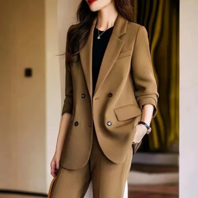 

High-End Casual Fashion Women's Suit Set Professional Label Removed Elegant Outerwear Polyester Fabric 25-35 Years Old