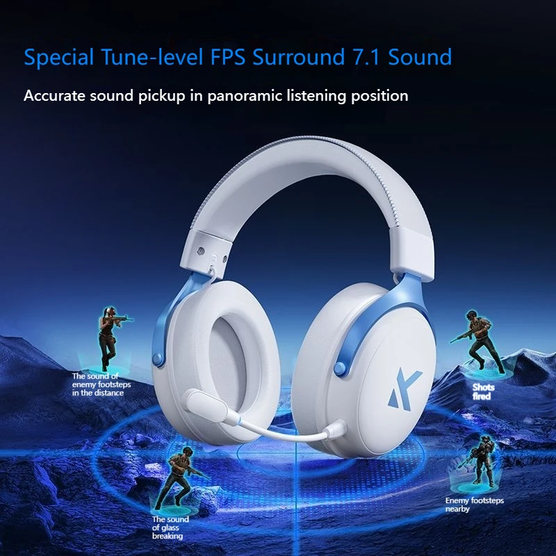 MCHOSE V9 Pro E-Sports Headphone Tri-Mode Game Bluetooth Computer Microphone Wireless Usb 7.1 Channel Surround Sound Headphone