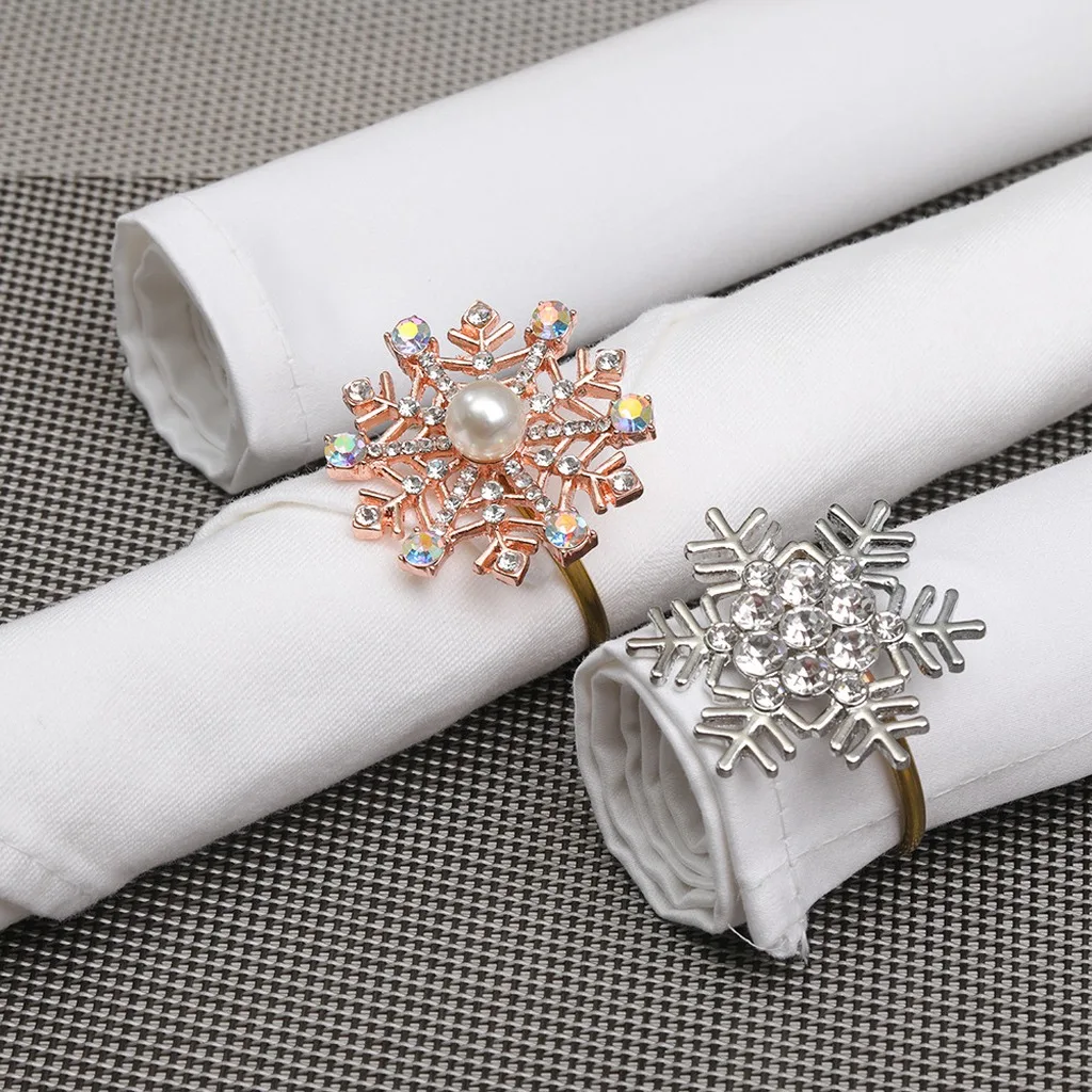 Rhinestone Napkin Holder Red Christmas Napkin Holder Metal Napkin Ring Electroplated For Hotel Table Setting Holiday Theme